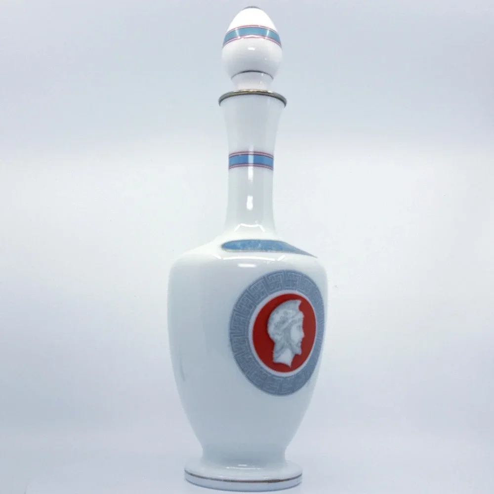 Vintage Grand Marnier Milk Glass Decanter Cuvee Speciale Greco Roman W/ Stopper